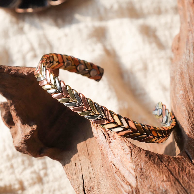 Vintage Magnetic Copper Adjustable Cuff Bracelet Bangle