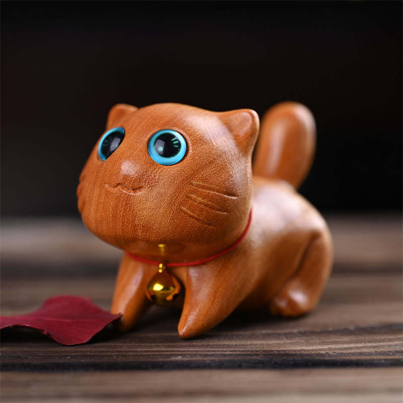 Small Cute Confident Sleeping Cat Sandalwood Healing Home Decoration