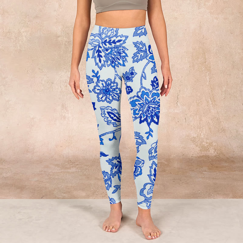 Flowers Print Gym Leggings Women's Yoga Pants