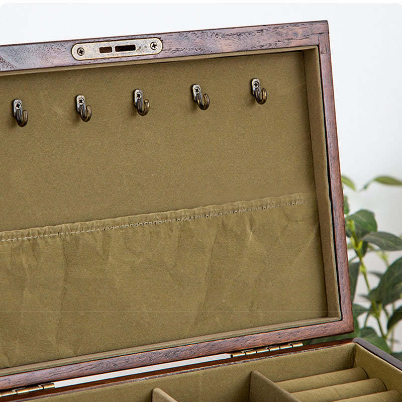 Retro Solid Wood Jewelry Box Four-Layer Wooden Jewelry Storage Box