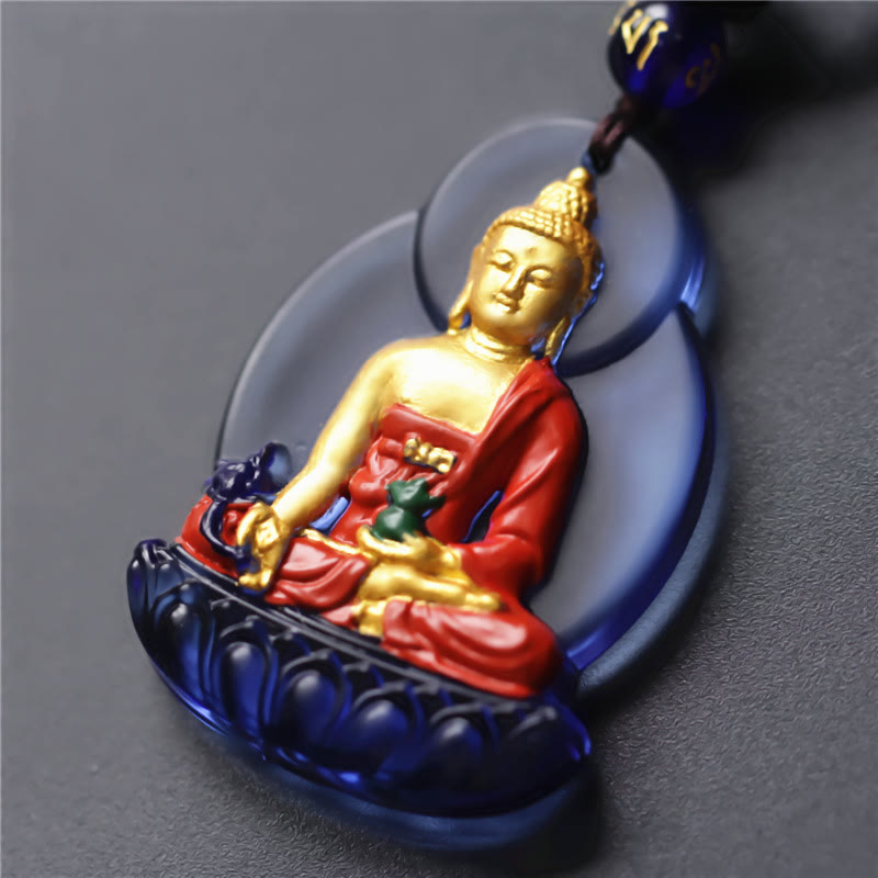 Tibet Medicine mystic zen Liuli Crystal Compassion Necklace Pendant