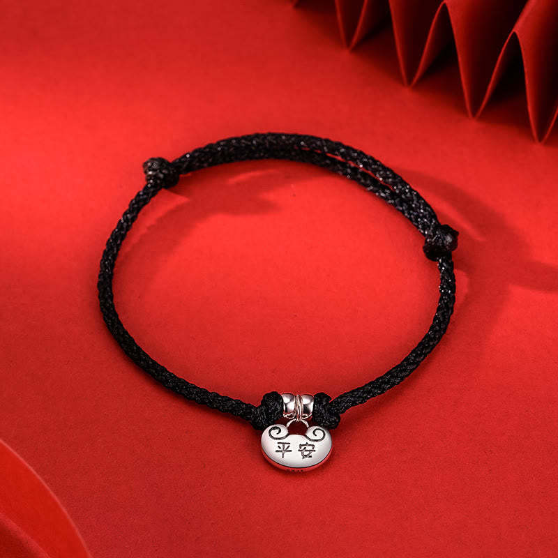 Handmade 925 Sterling Silver Peace And Joy Safe Well Wish Lock Strength Braided Rope Bracelet