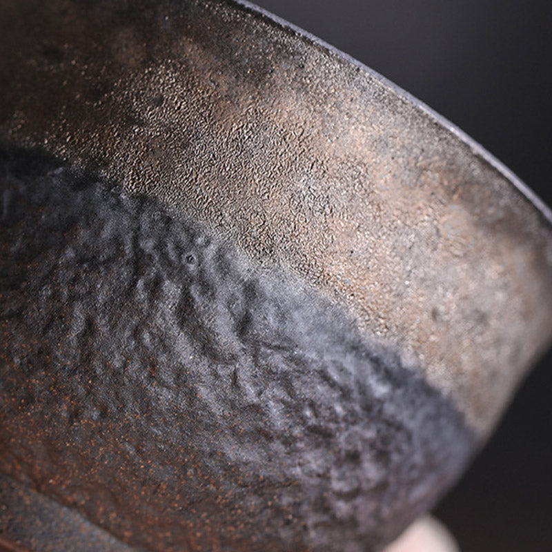 Simple Brown Striped Texture Ceramic Teacup Kung Fu Tea Cup Bowl
