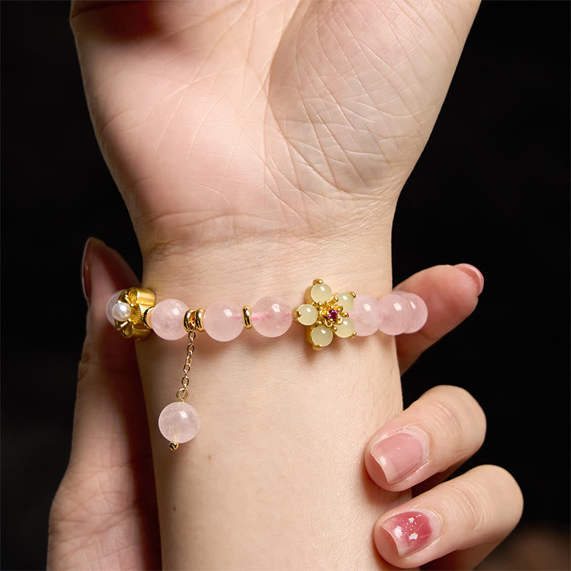 Pink Crystal Citrine Flower Warmth Bracelet
