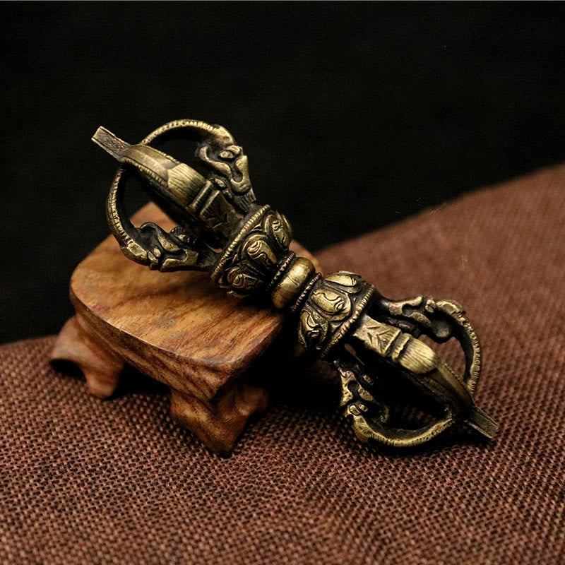 Handmade Nepal Five Prong Three Prong Vajra Dorje Strength Copper Decoration