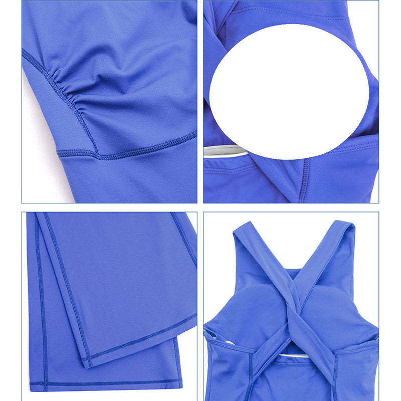 Women Workout Crisscross Sleeveless Flare Jumpsuit Sports Fitness Yoga Bodysuit