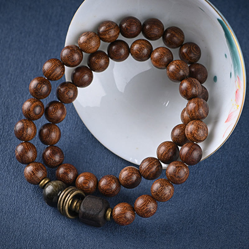 Sandalwood Ebony Wood Bead Healing Single Double Wrap Bracelet