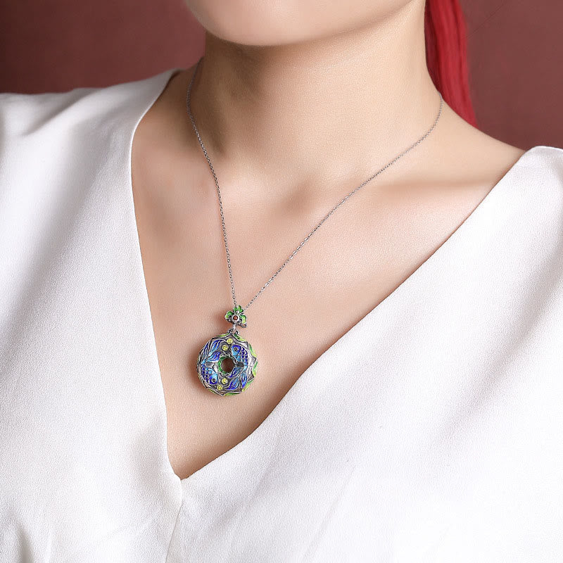 990 Sterling Silver Koi Fish Copper Coin Peace Buckle Luck Wealth 925 Sterling Silver Necklace Pendant