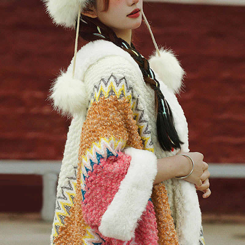 Tibetan Multicolored Striped Shawl Winter Cozy Travel Scarf Wrap