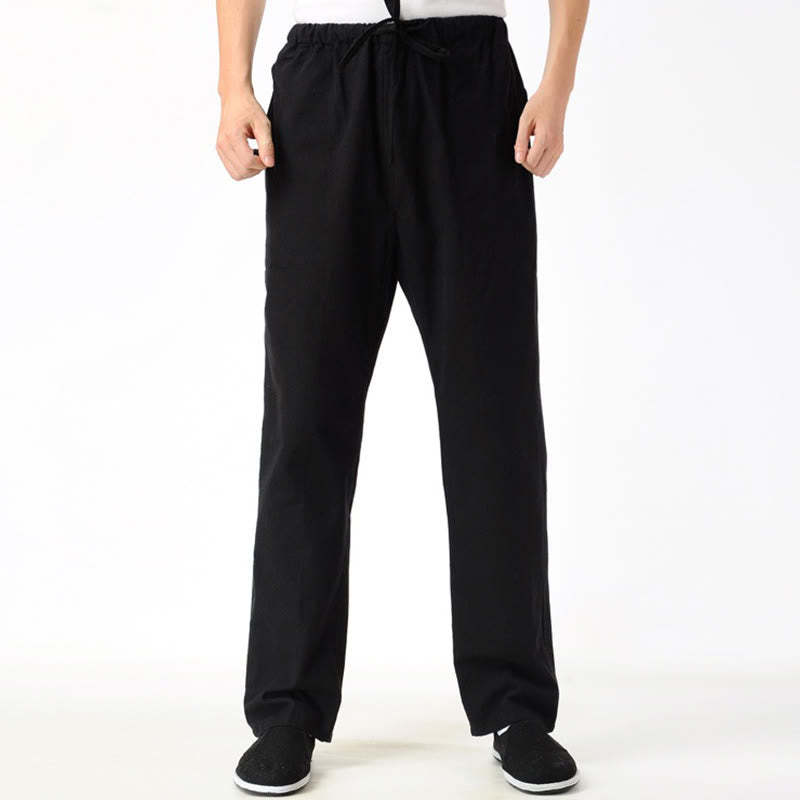 Fall Solid Color Men's Drawstring Pants With Pockets