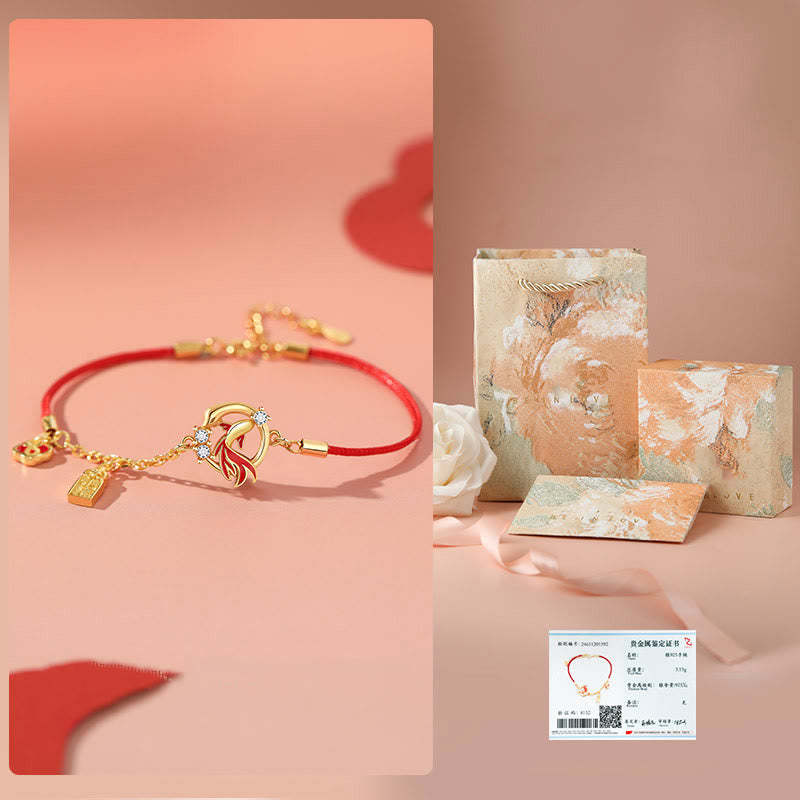 Red String 925 Sterling Silver Copper Coin Koi Fish Year Of The Snake Luck Bracelet