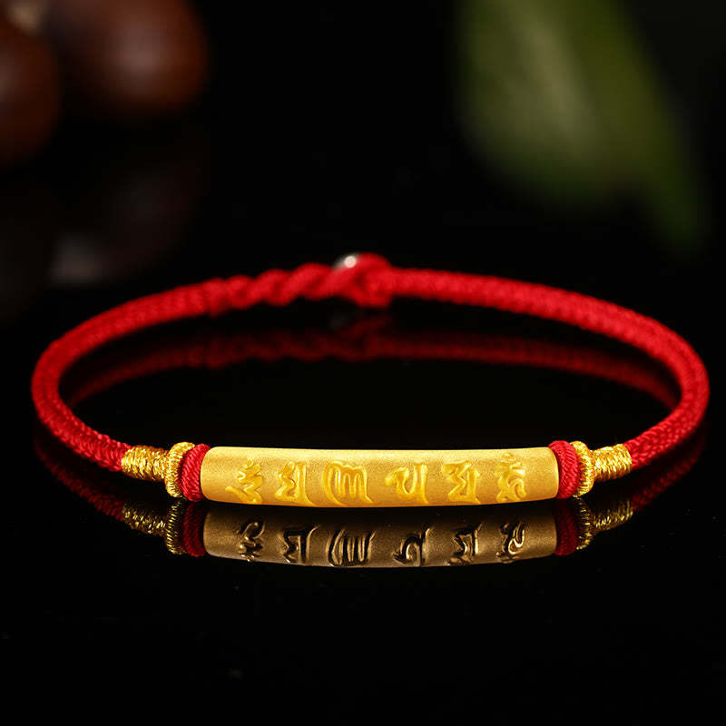 Tibetan 999 Gold Om Mani Padme Hum Handcrafted Eight Thread Peace Knot Luck Braided Couple Bracelet