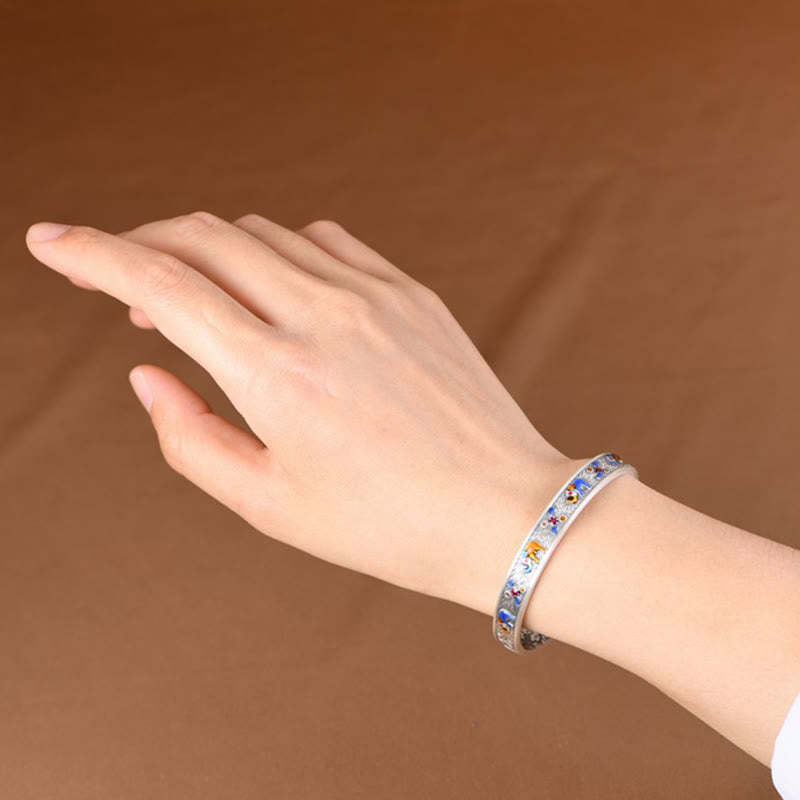 999 Sterling Silver Elephant Strength Wisdom Bracelet Cuff Bangle
