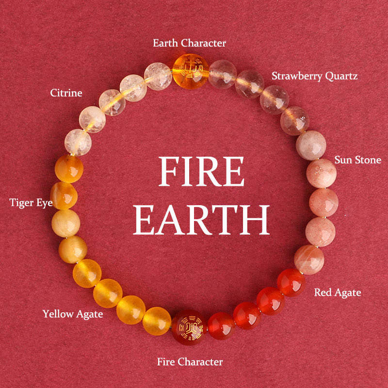 Five Elements Various Agate Crystal Black Onyx Green Chalcedony Aquamarine Wisdom Bracelet