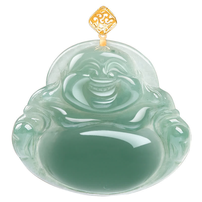 Laughing mystic zen Natural Jade Prosperity Abundance Necklace Pendant