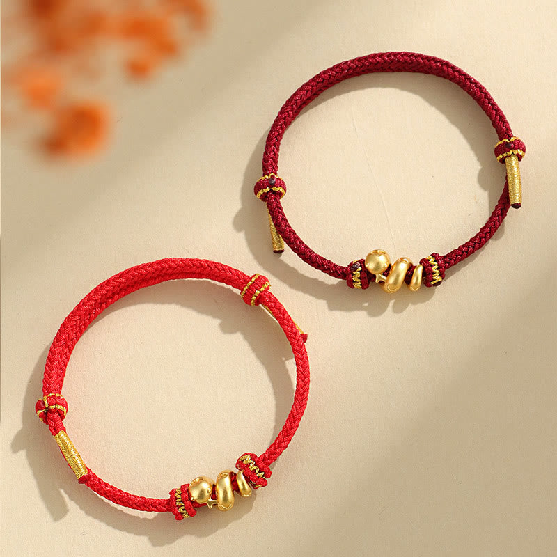 Handmade 999 Sterling Silver Golden Year Of Snake Red String Protection Braided Bracelet