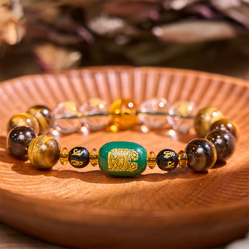 Chinese Zodiac Tiger Eye White Crystal Courage Bracelet