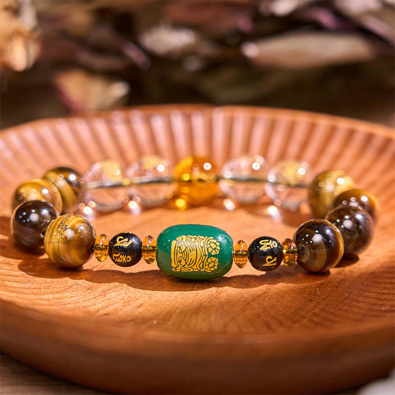 Chinese Zodiac Tiger Eye White Crystal Courage Bracelet