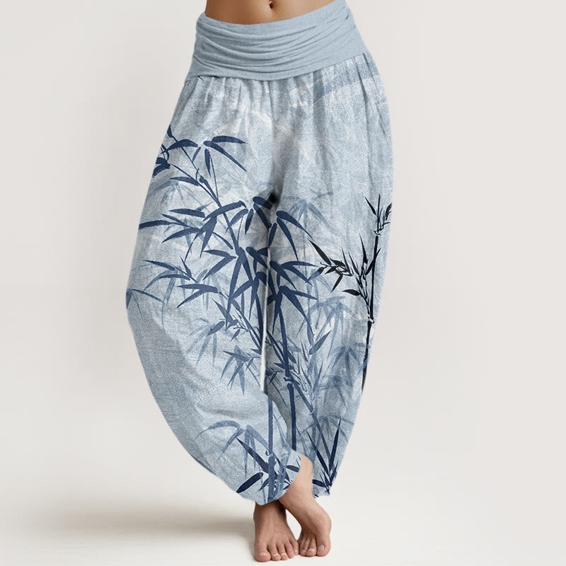 Casual Bamboo Leaves Women's Elastic Waist Harem Pants