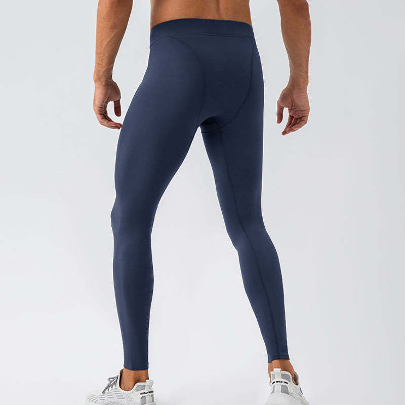 Plain High Waist Elastic Breathable Sports Men's Leggings Pants
