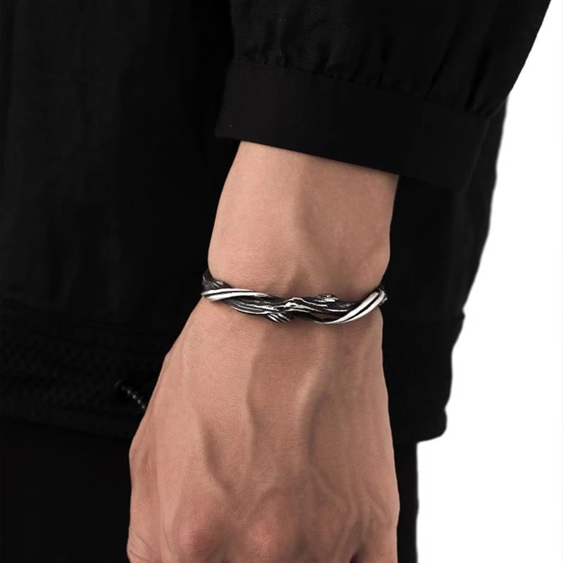 999 Sterling Silver Driftwood Cuff Bracelet Bangle