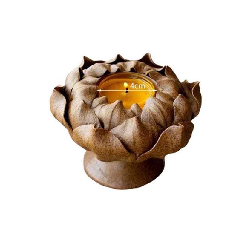 Lotus Flower Ceramic Candle Holder Incense Burner Home Offering Decoration