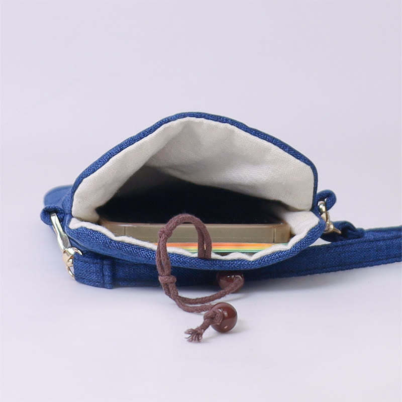 Small Embroidered Flowers Crossbody Bag Shoulder Bag Cellphone Bag 11*20cm