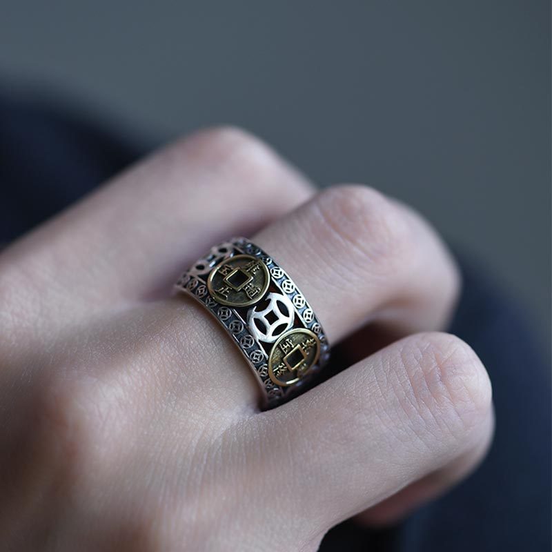 Five-Emperor Coins Balance Adjustable Ring