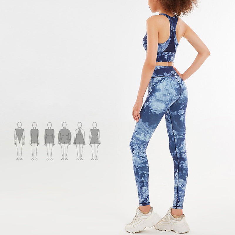 2Pcs Floral Flowers Print Crop Tank Top Pants Sports Gym Outfits Fitness Yoga Women's Yoga Sets