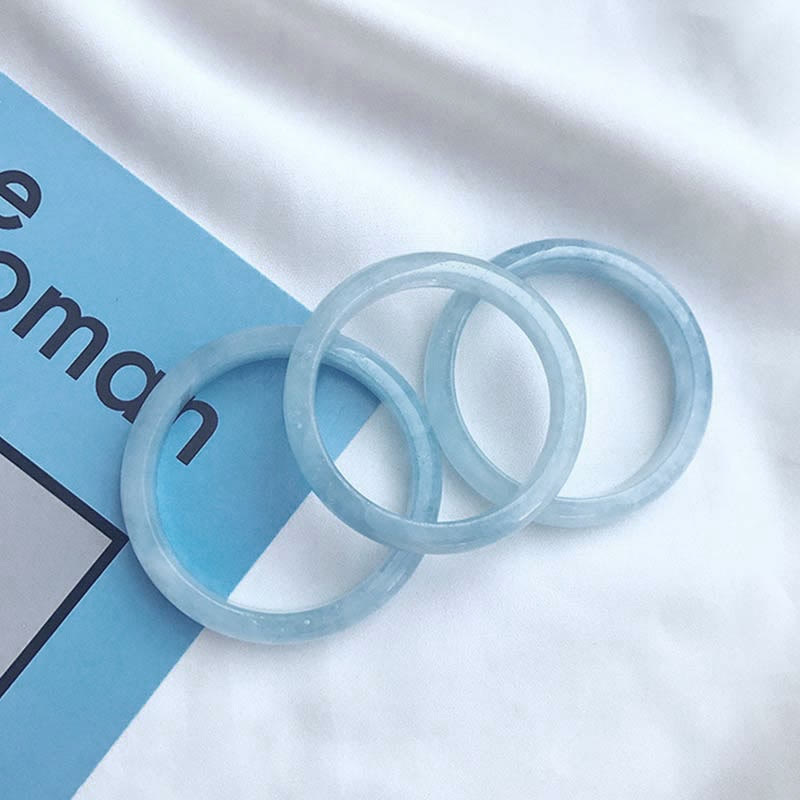 Natural Aquamarine Blessing Bangle Bracelet (Extra 30% Off | USE CODE: FS30)