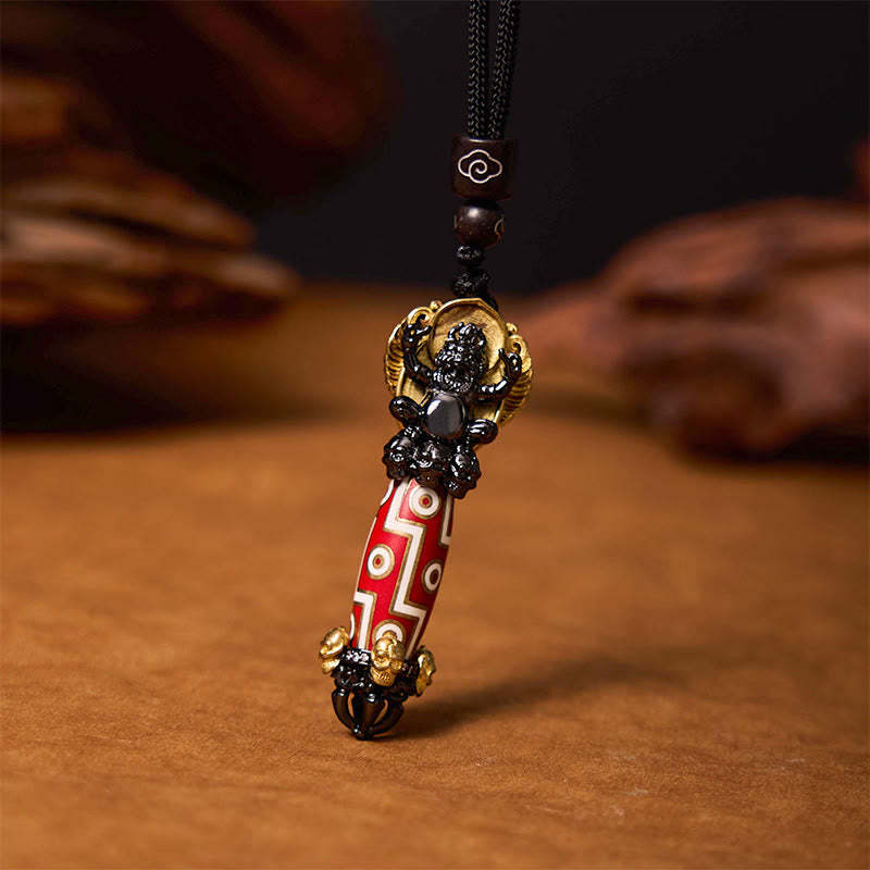 Tibet Om Mani Padme Hum Dzi Bead Skull Wisdom Necklace Pendant