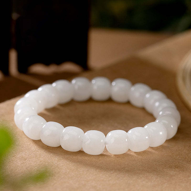Hetian White Jade Happiness Blessing Bracelet