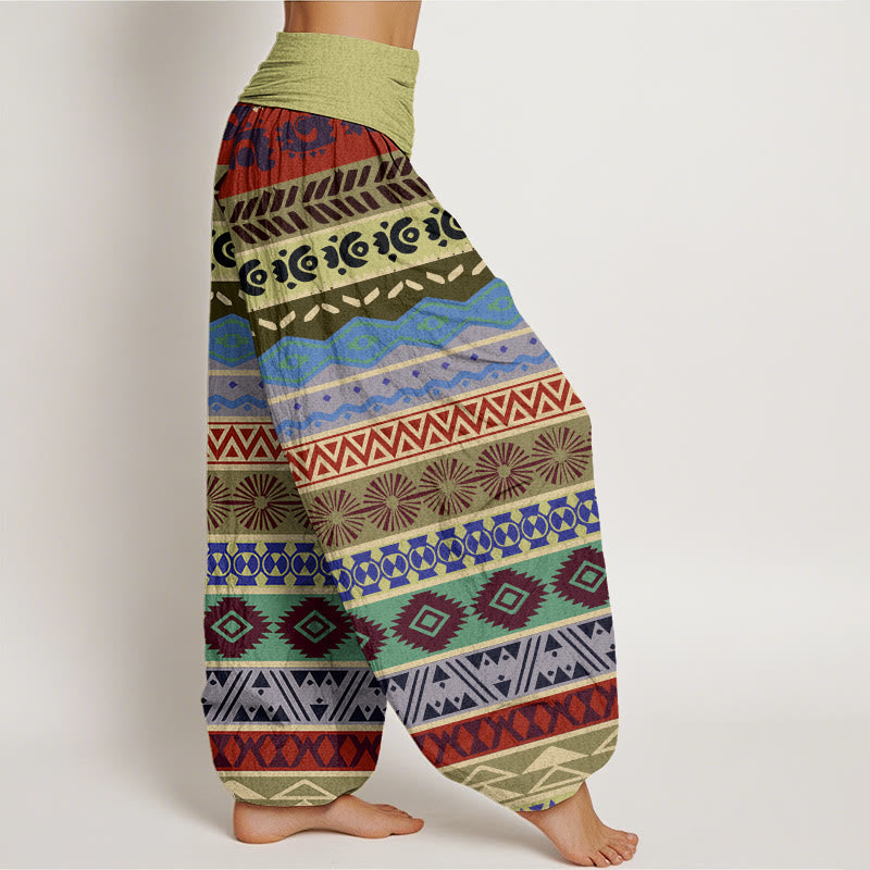 Bohemian Striped Totem Pattern Women's Elastic Waist Harem Pants