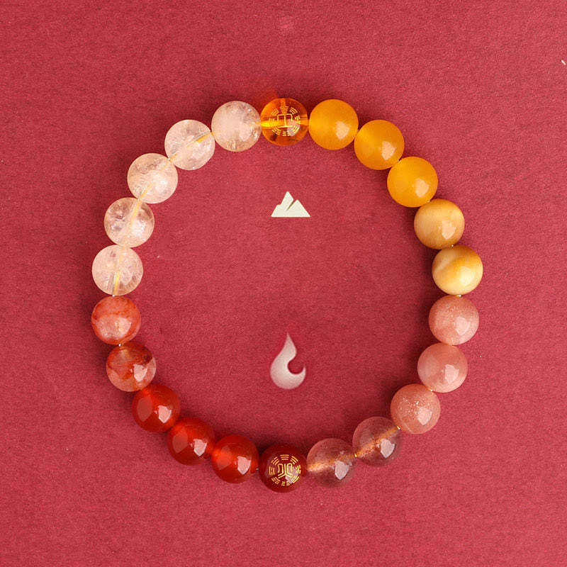 Five Elements Various Agate Crystal Black Onyx Green Chalcedony Aquamarine Wisdom Bracelet