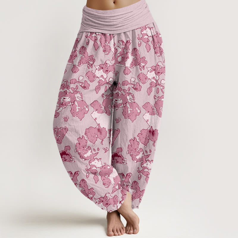 Casual Abstract Camouflage Pattern Women's Elastic Waist Harem Pants
