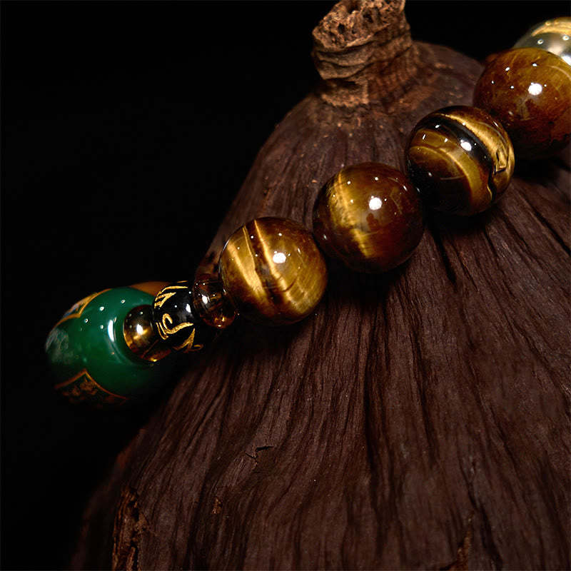 Chinese Zodiac Tiger Eye White Crystal Courage Bracelet