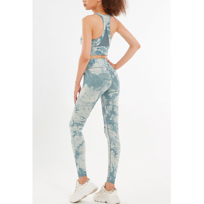 2Pcs Floral Flowers Print Crop Tank Top Pants Sports Gym Outfits Fitness Yoga Women's Yoga Sets