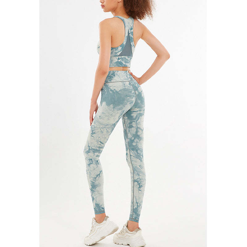 2Pcs Floral Flowers Print Crop Tank Top Pants Sports Gym Outfits Fitness Yoga Women's Yoga Sets