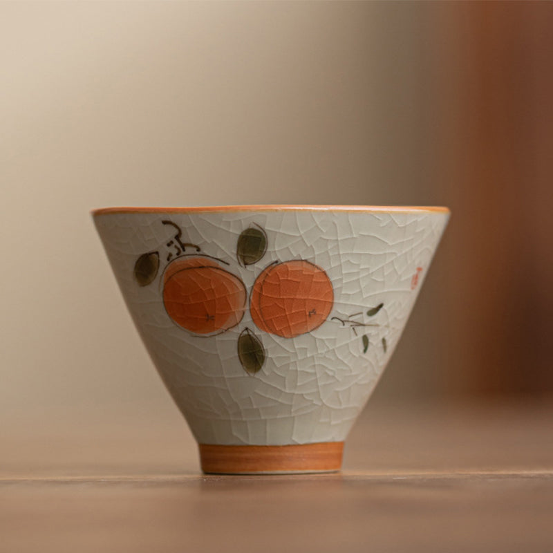 Persimmon Boat Koi Fish Lotus Ceramic Teacup Kung Fu Tea Cup 50ml
