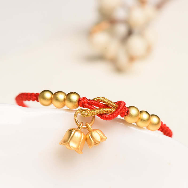 Handcrafted Lily Of The Valley Flower Charm Design Luck Protection Braided Bracelet