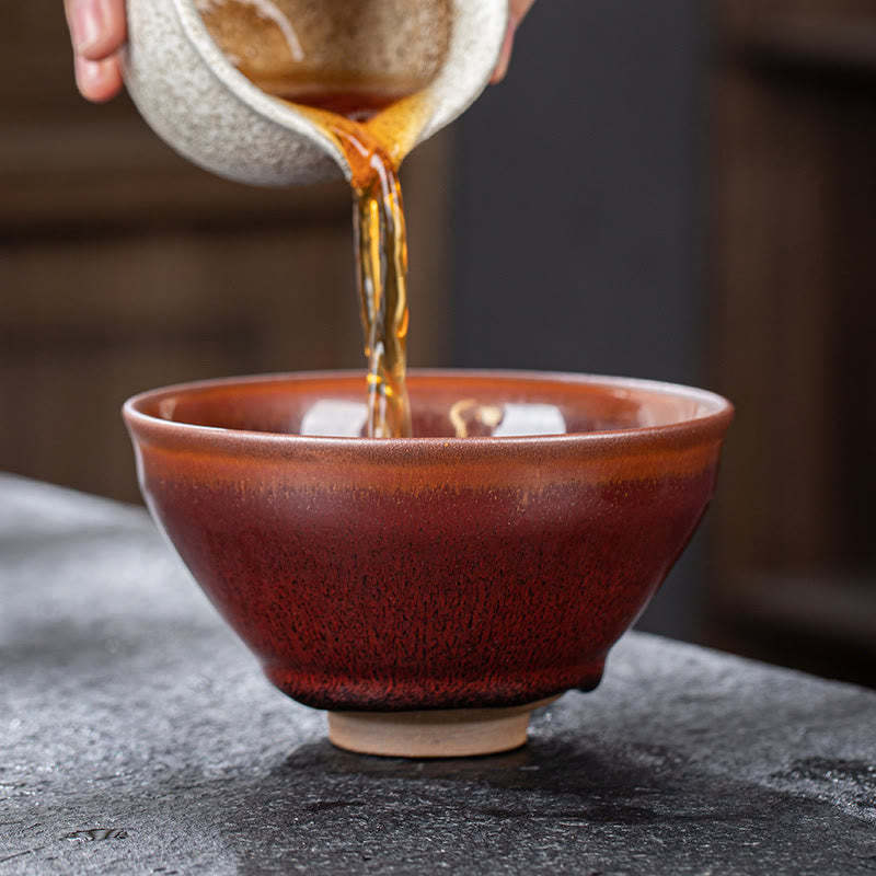 Vintage Red Brown Chinese Jianzhan Porcelain Teacup Kung Fu Tea Cup