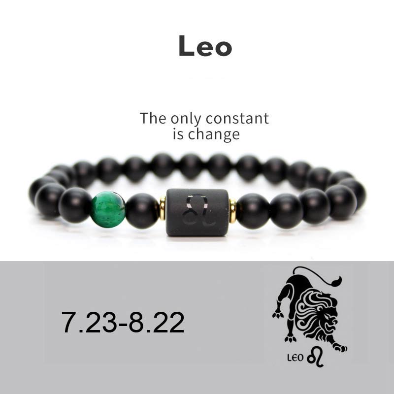 12  Constellations of the Zodiac Black Onyx Adjustable Bracelet