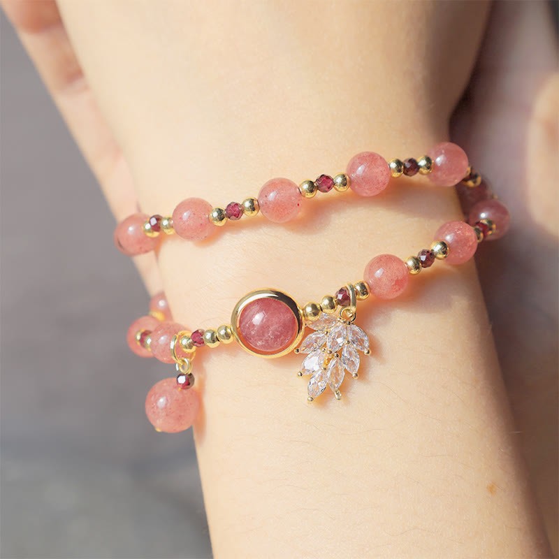 Healing of Love Strawberry Quartz Double Wrap Bracelet