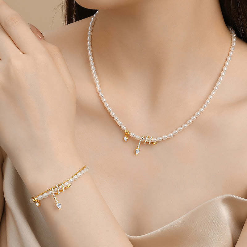 925 Sterling Silver Year Of The Snake Pearl Bracelet Necklace Pendant