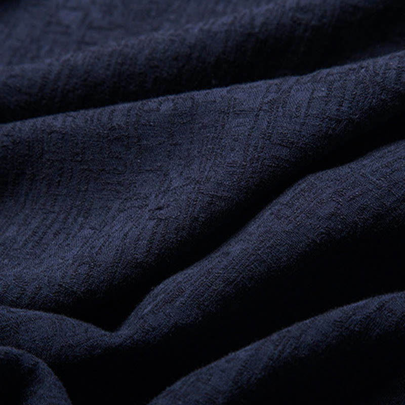 Fall Solid Long Sleeve Button Shirt Cotton Linen Men Clothing