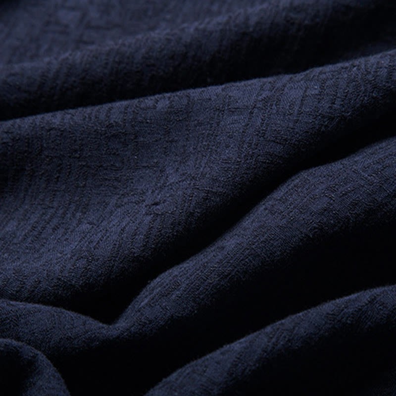 Fall Solid Long Sleeve Button Shirt Cotton Linen Men Clothing