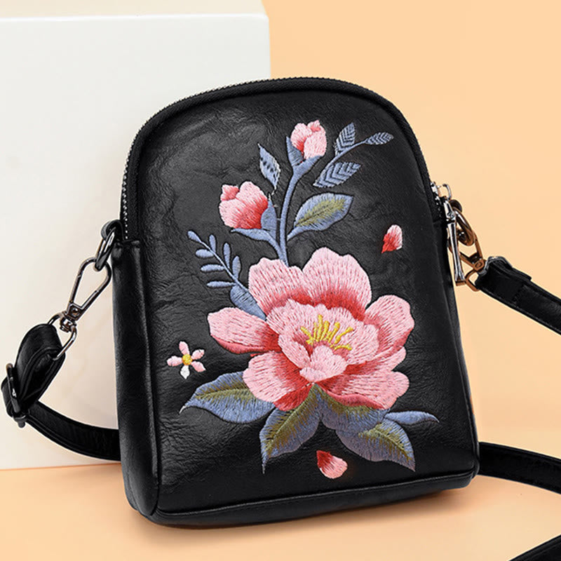 Lotus Su Embroidery Journey Shopping Purse Shoulder Bag Crossbody Bag