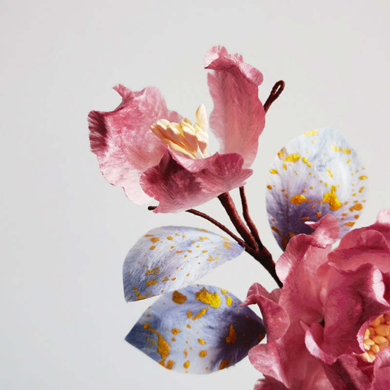 Handmade Velvet Flower Mulberry Silk Red Flower Brooch