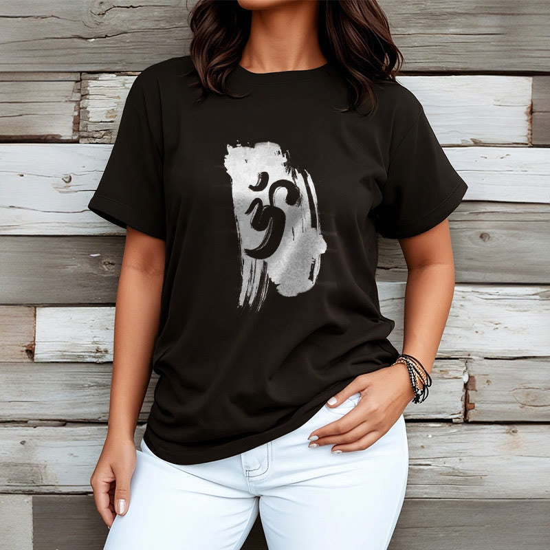 OM Ink Background Cotton Tee T-shirt