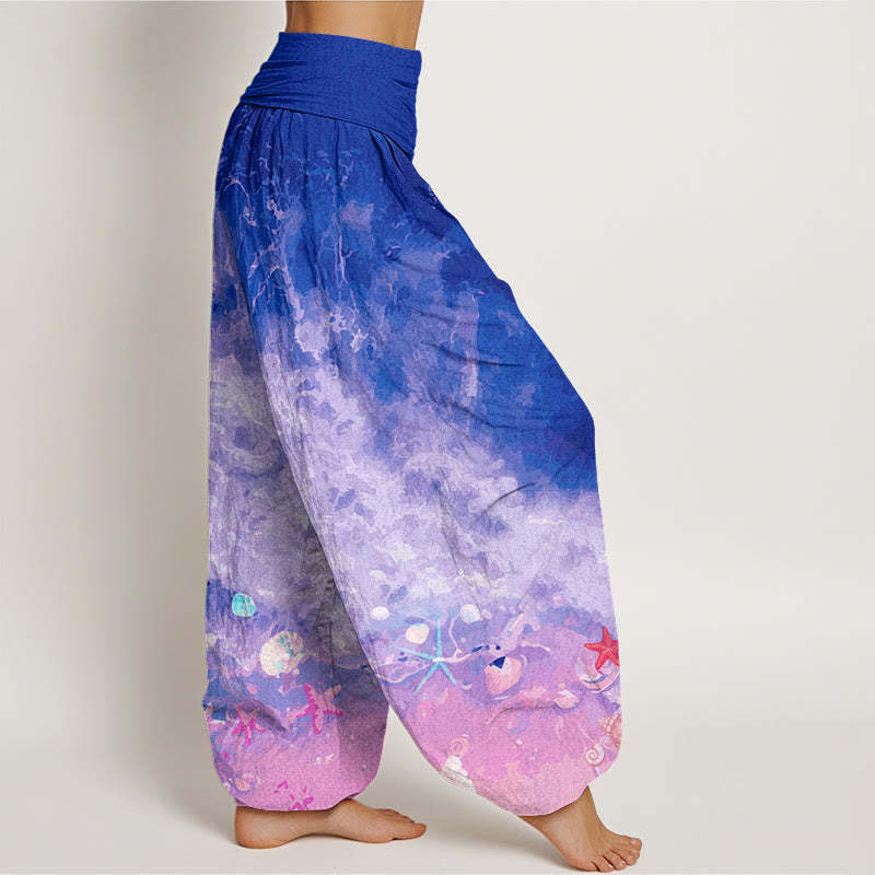 Vast Ocean Pattern Women's Elastic Waist Harem Pants